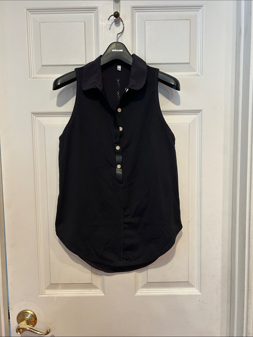 lululemon athletica Black Sleeveless Button-Front Collared Camisole